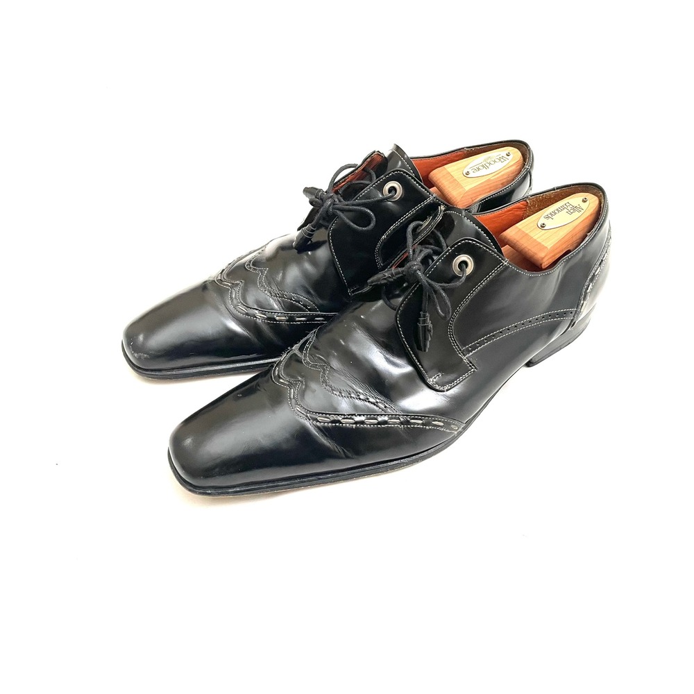 Mezlan Wingtip Oxford Dress Shoes Mens 12 Black Leather Contrast Stitch